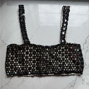 Free People Black Sequin Mini Top